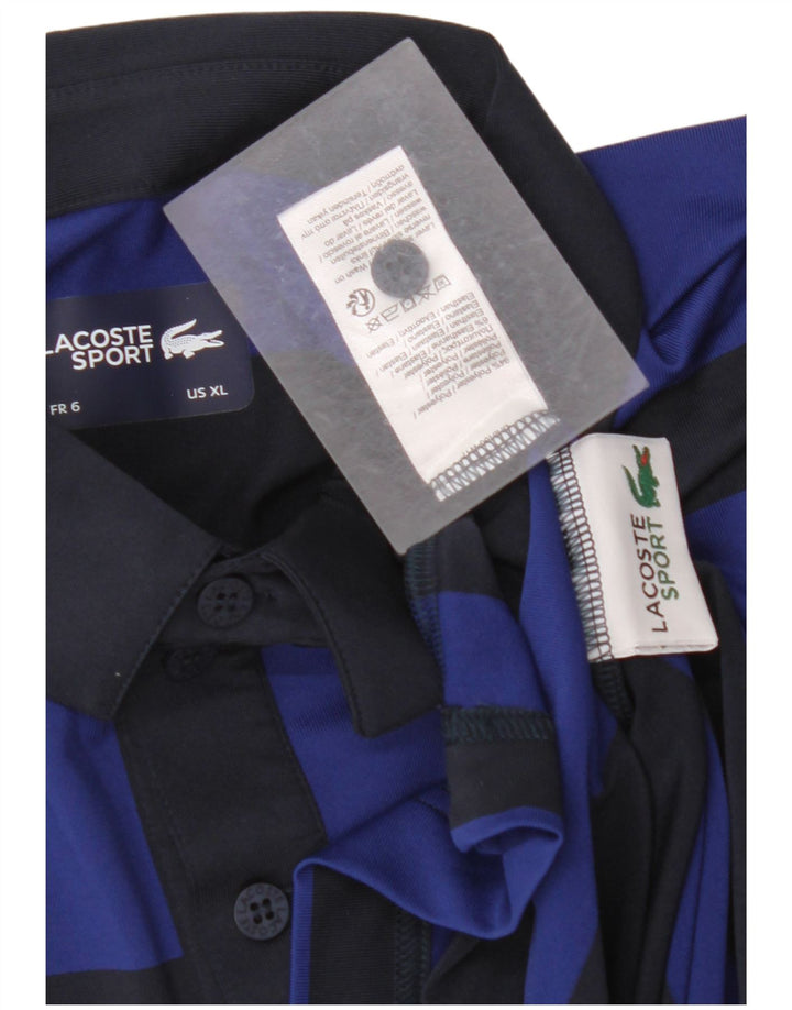 Tricou polo pentru bărbați LACOSTE Mărimea 6 XL Poliester cu dungi bleumarin