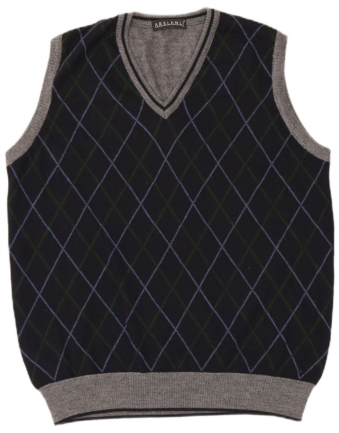 Arslanli Mens Vest Tank Top Mare Bleumarin Argyle/Lână Diamond