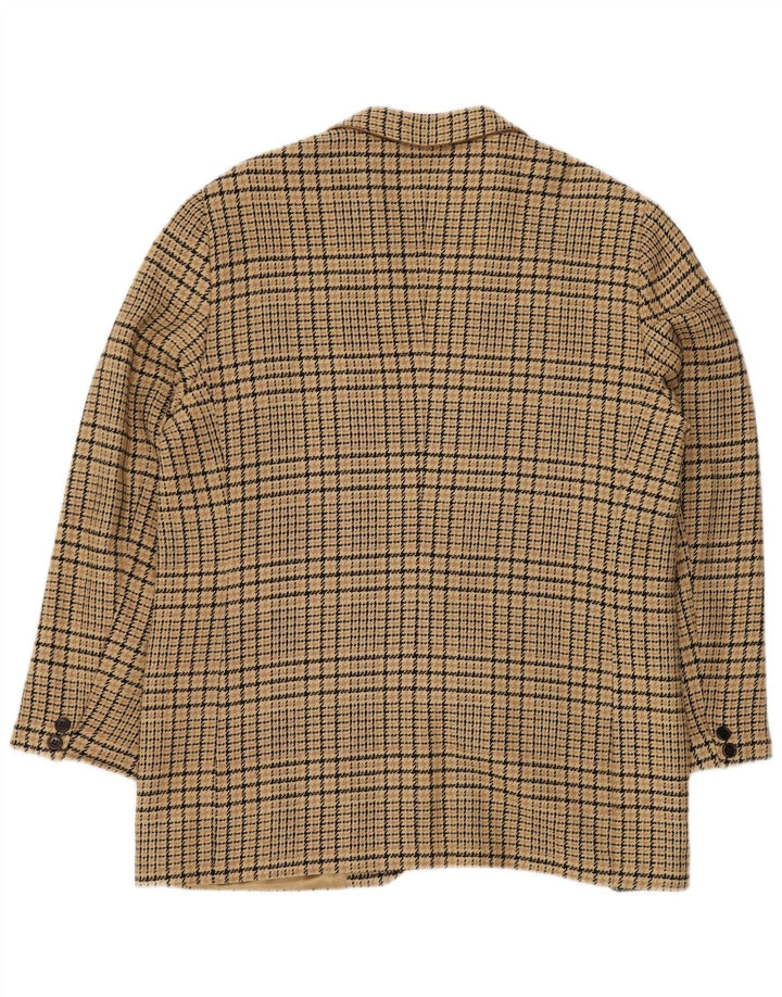 Jachetă pentru femei GENNY cu 2 nasturi US 14 XL, bej, mătase cu check