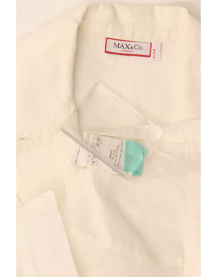 Blazer pentru femei Max & Co. Jachetă cu 2 nasturi UK 10 Mic din in alb