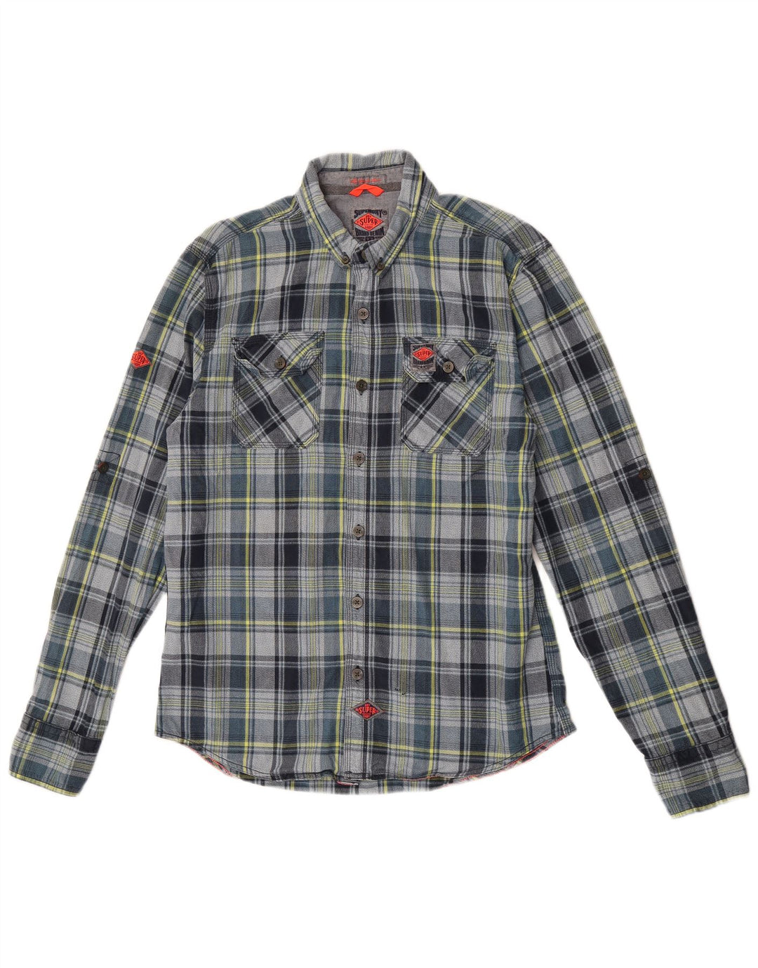 Cămașă de flanel pentru bărbați Superdry 2XL, bumbac cu carouri gri