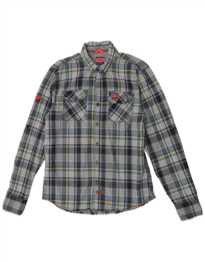 Cămașă de flanel pentru bărbați Superdry 2XL, bumbac cu carouri gri