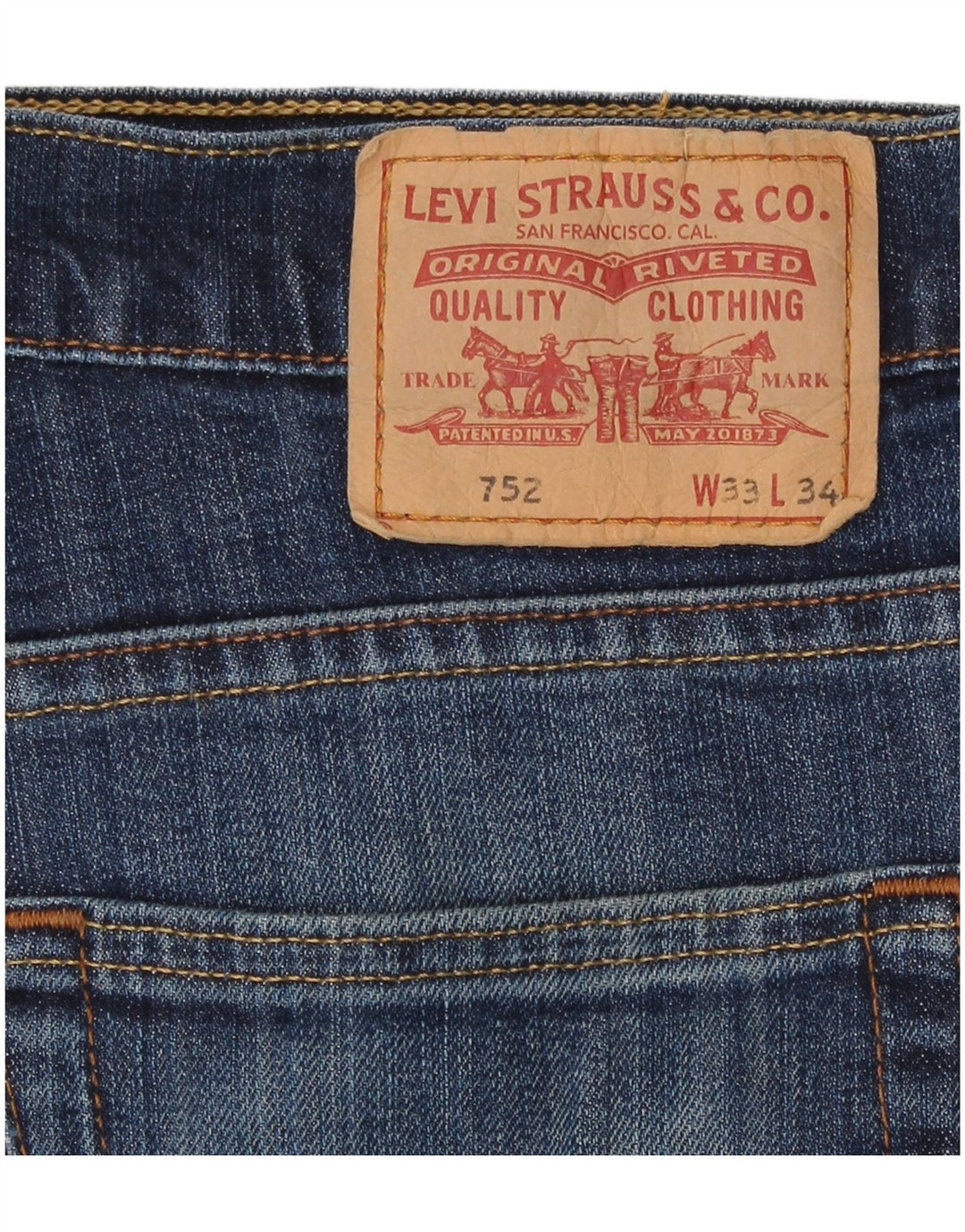Blugi drepti pentru femei Levi's 752 W33 L31 Bumbac albastru