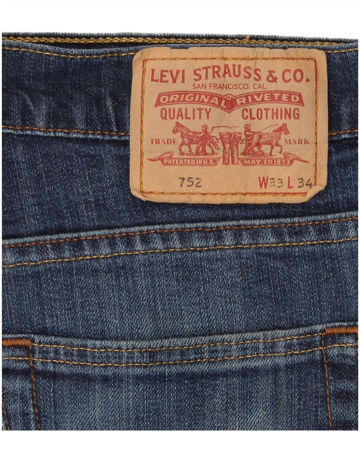 Blugi drepti pentru femei Levi's 752 W33 L31 Bumbac albastru