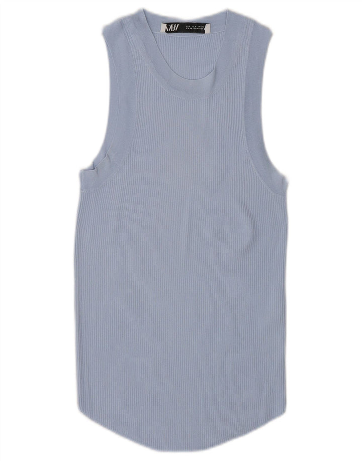 Vest Vest Top Femei Zara UK 12 Medium Blue Viscose