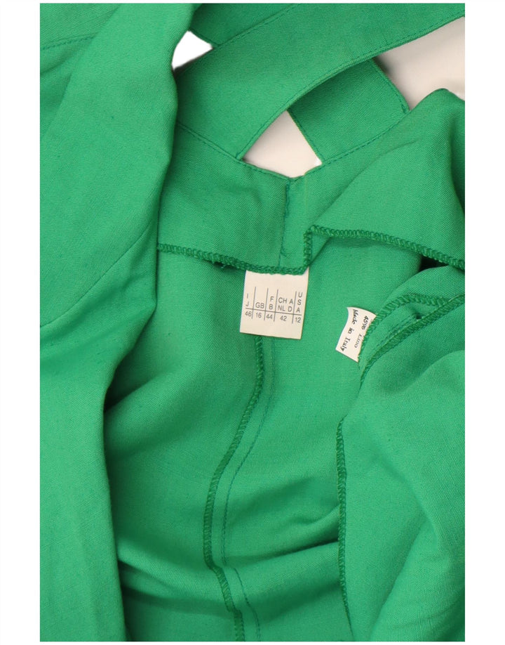 Jachetă vintage pentru femei cu mânecă scurtă cu 1 nasture, UK 16, verde, mare