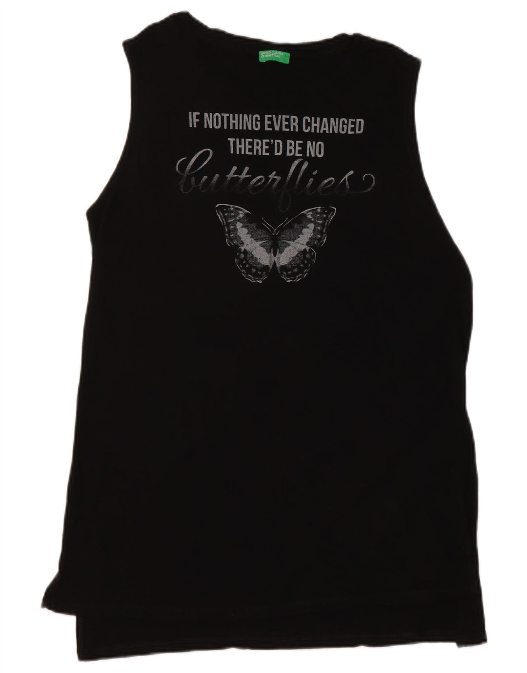 Benetton Femei Graphic Vest Vest Top UK 14 Medium Black Butterfly