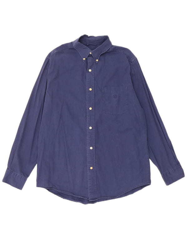 Chaps Mens Shirt Medium Navy Blue Cotton