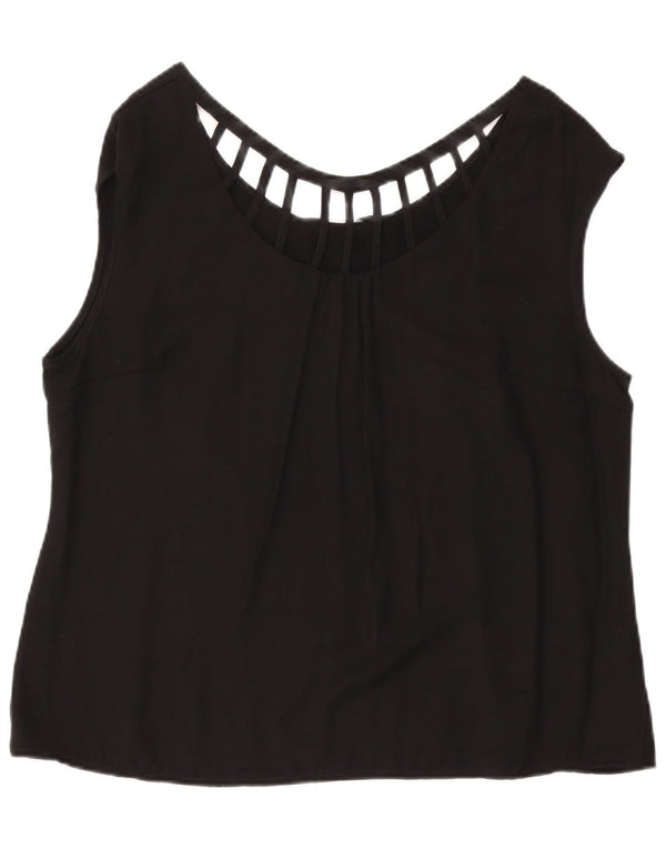 LAURA ASHLEY Bluză fără mâneci pentru femei UK 18 XL Viscoză neagră