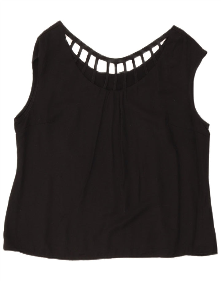 LAURA ASHLEY Bluză fără mâneci pentru femei UK 18 XL Viscoză neagră