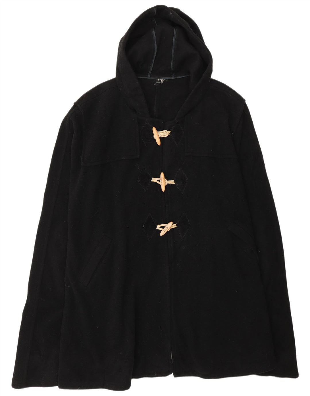 Poncho Vintage pentru femei cu glugă, mărime unica, negru