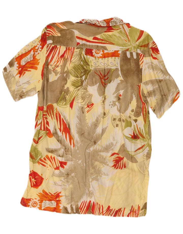 Bluză de cămașă cu model abstract pentru femei vintage UK 16 mare, multicoloră
