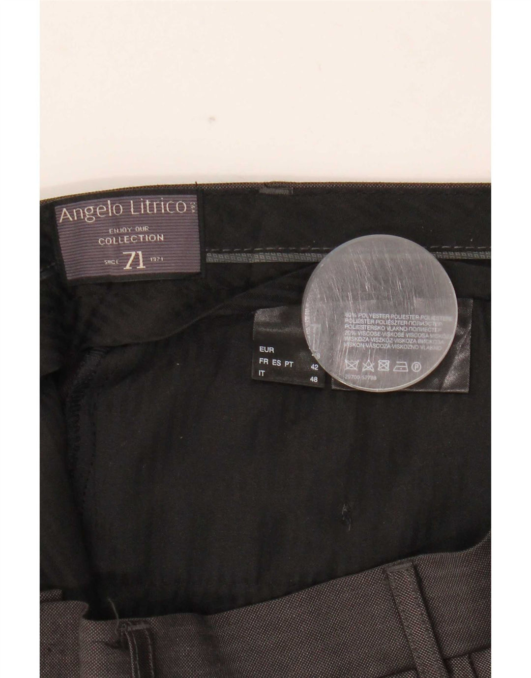 Pantaloni de costum pentru bărbați Angelo Litrico IT 48 Medium W34 L30 Gri Pinstripe