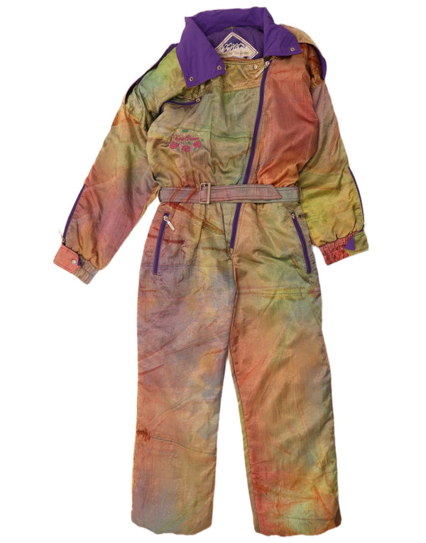 Salopetă de schi supradimensionată vintage pentru femei EU 42, mare, multicoloră, colorată
