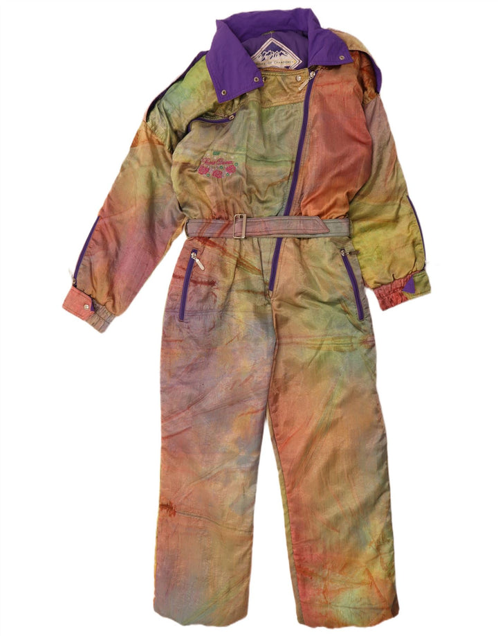Salopetă de schi supradimensionată vintage pentru femei EU 42, mare, multicoloră, colorată