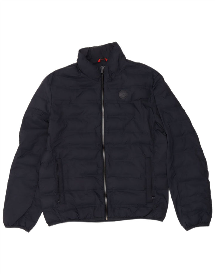 MICHAEL KORS Mens Padded Jacket UK 38 Medium Navy Blue Polyester