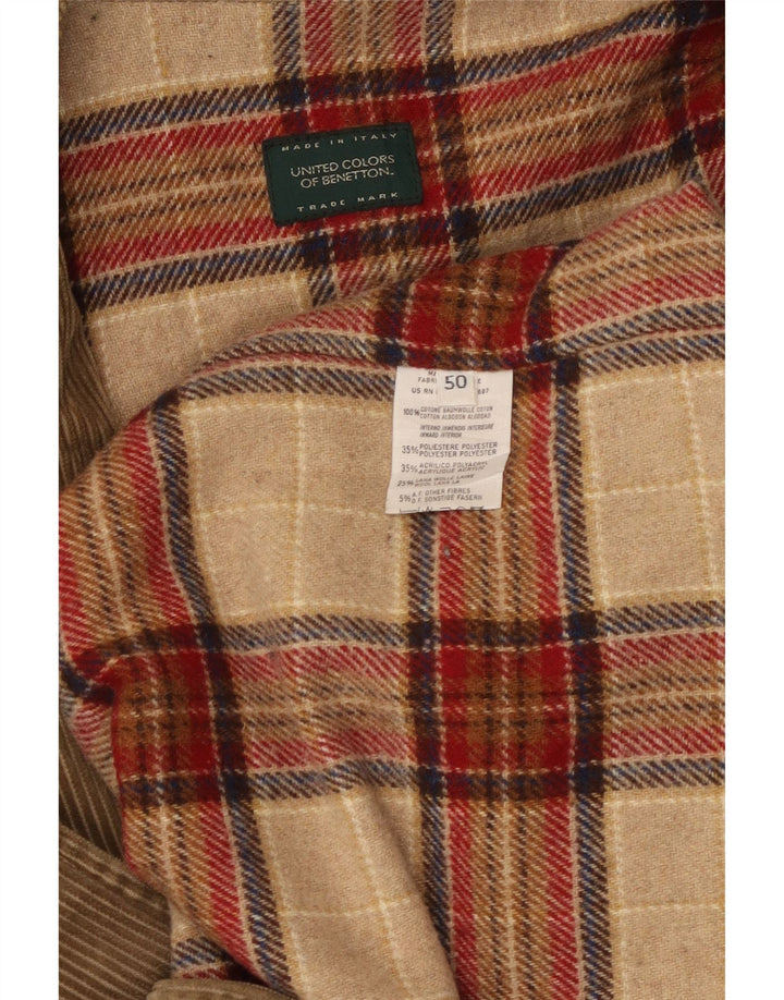 BENETTON Jachetă pentru bărbați din velur IT 50, mare, bej, bumbac