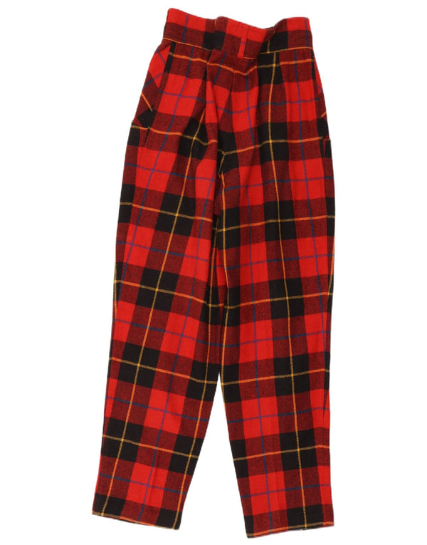 Pantaloni casual de damă vintage cu talie înaltă IT 44 Medium W30 L30 Red Check