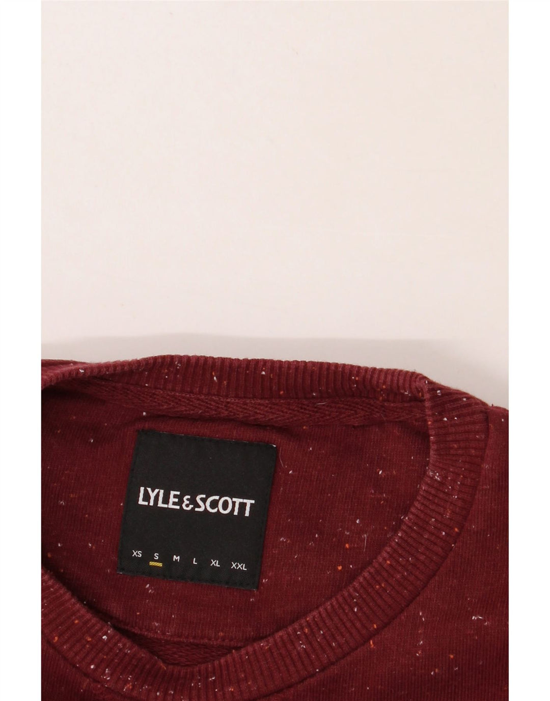 LYLE & SCOTT Mens Sweatshirt Jumper Small Burgundy Flecked Cotton Vintage Lyle & Scott and Second-Hand Lyle & Scott from Messina Hembry 