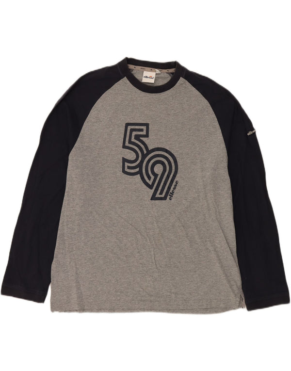 ELLESSE Top grafic pentru bărbați cu mânecă lungă UK 46/48 XL, bumbac color bloc, gri
