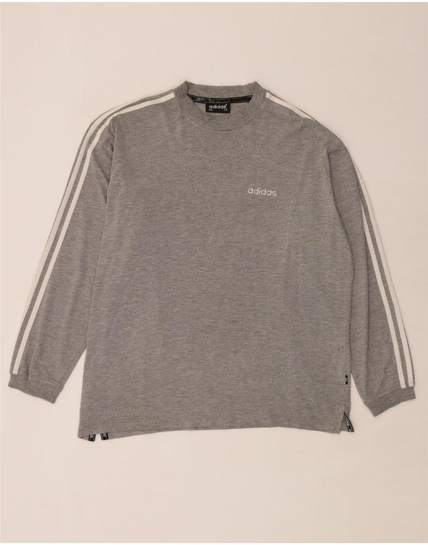 Top cu mânecă lungă pentru bărbați Adidas UK 38/40, bumbac cu pete gri mediu