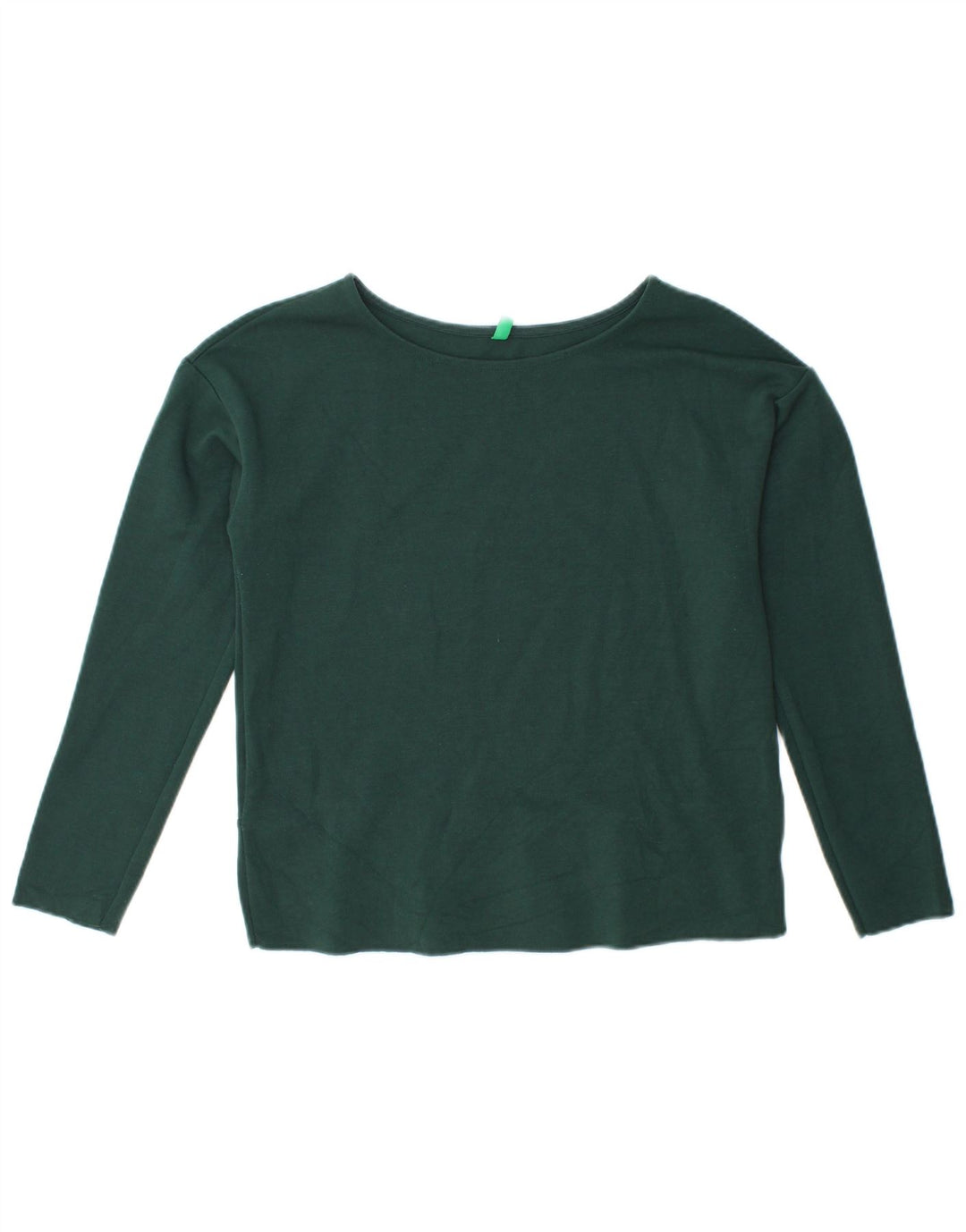 BENETTON Crop Top pentru femei cu mânecă lungă UK 12 Medium Green