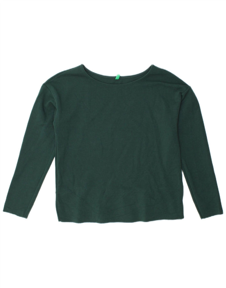 BENETTON Crop Top pentru femei cu mânecă lungă UK 12 Medium Green