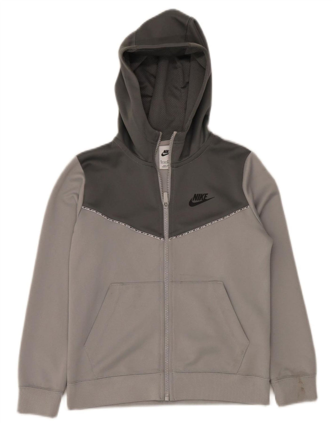 Pulover Nike pentru băieți, cu fermoar, 10-11 ani, gri mediu, poliester bloc de culoare