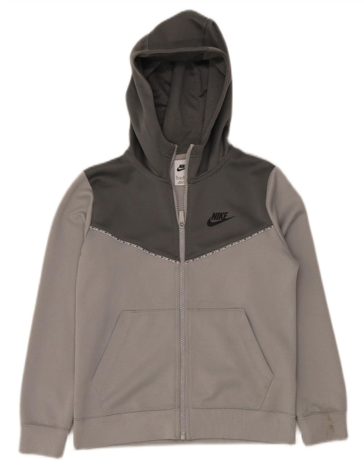 Pulover Nike pentru băieți, cu fermoar, 10-11 ani, gri mediu, poliester bloc de culoare