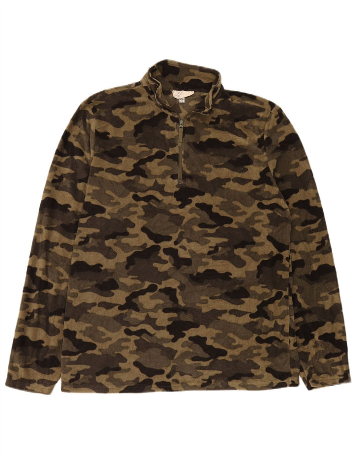 Jumper pentru bărbați Mountain Warehouse, din lână, cu fermoar, bej, camuflaj