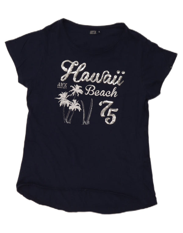 Avirex Tricou grafic pentru femei Top UK 18 XL Bumbac bleumarin