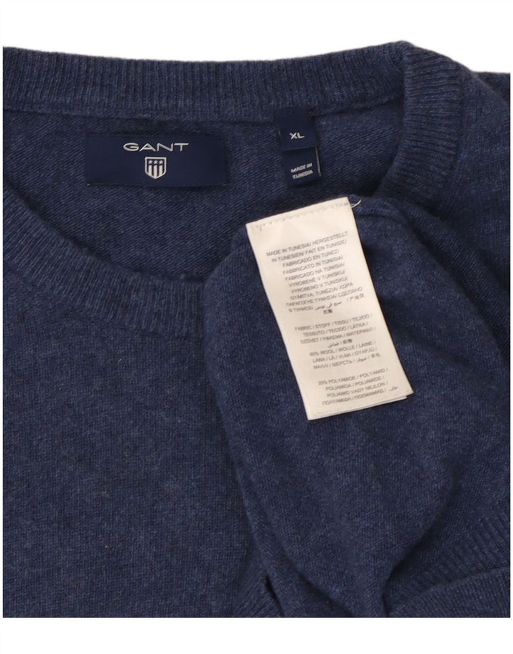 Pulover Gant pentru bărbați, cu gât crew, XL, lână bleumarin