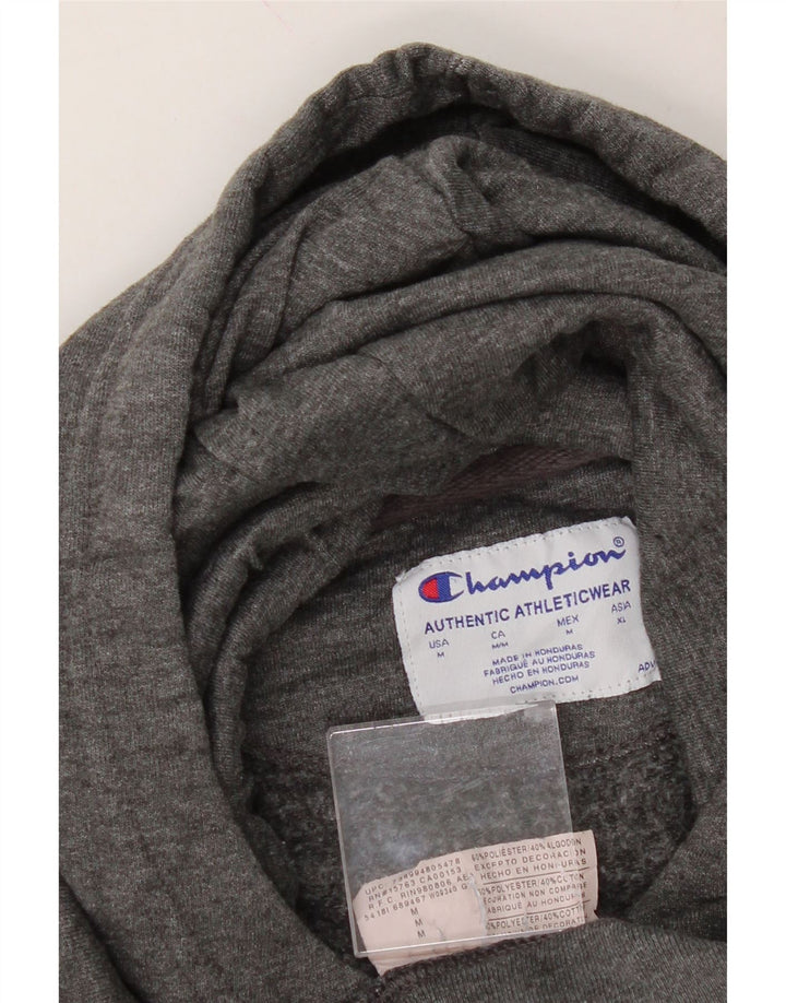 CHAMPION Mens Graphic Hoodie Jumper Medium Grey Polyester Vintage Champion and Second-Hand Champion from Messina Hembry 