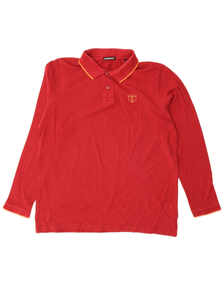 Tricou polo Chiemsee pentru bărbați cu mânecă lungă, bumbac roșu mare