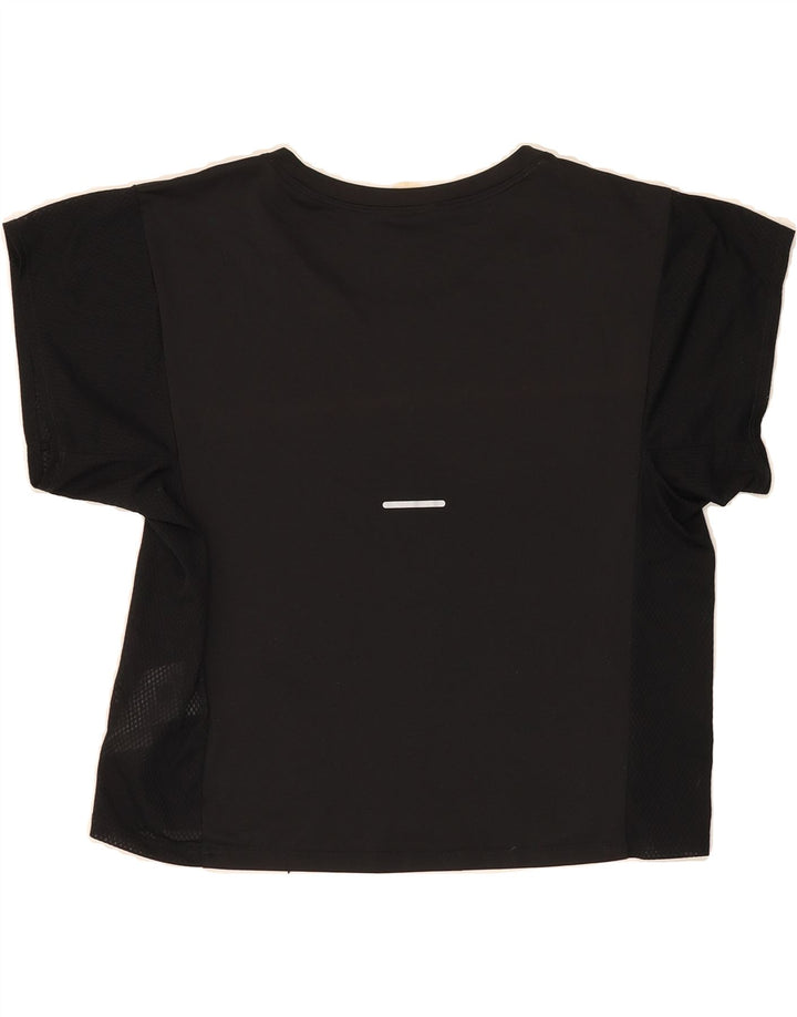 ASICS Womens Crop Graphic T-Shirt Top UK 14 Medium Black Polyester Vintage Asics and Second-Hand Asics from Messina Hembry 