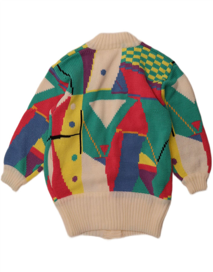 Pulover Cardigan Vintage pentru Damă EU 38/40 Mediu Multicolor Geometric