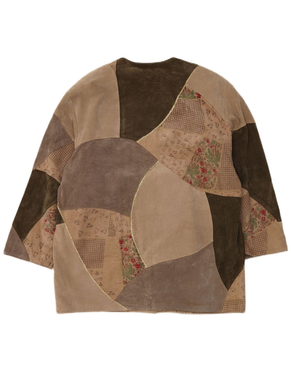 Pardesiu supradimensionat pentru femei Fair Lady UK 16, mare, bej, mozaic din piele