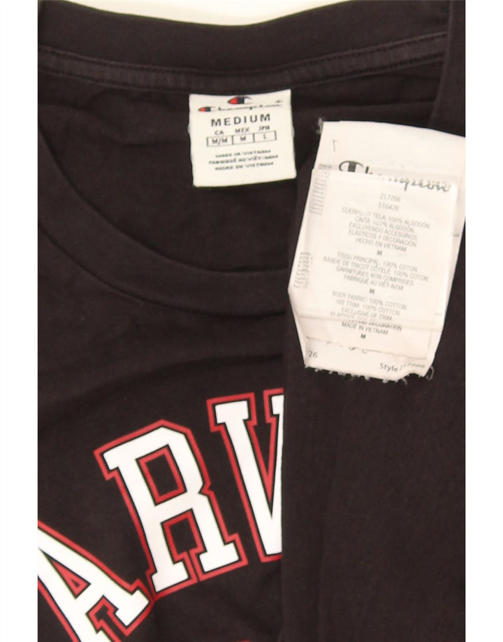 Tricou grafic Harvard pentru bărbați Champion Top, bumbac mediu negru