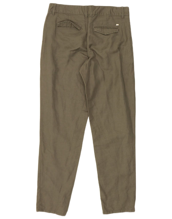Pantaloni chino conici pentru femei Tommy Hilfiger US 4 Small W28 L28 Kaki Linen