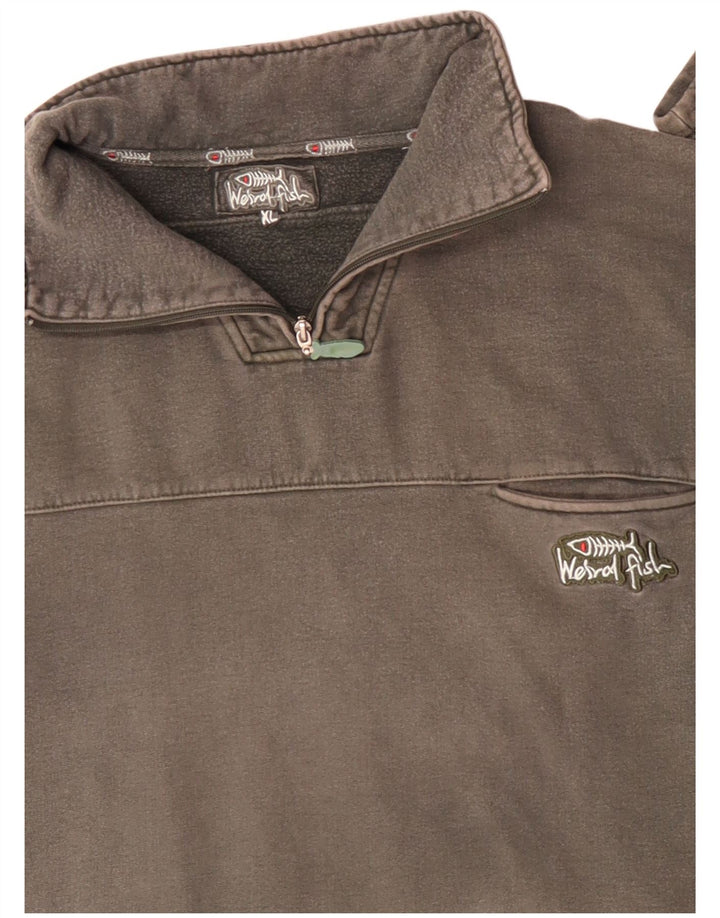WEIRD FISH Hanorac cu fermoar pentru bărbați, XL, bumbac gri