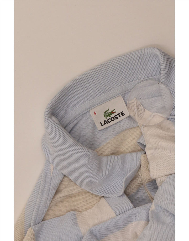 Tricou polo LACOSTE pentru bărbați, mărimea 4, bumbac cu dungi albastre medii