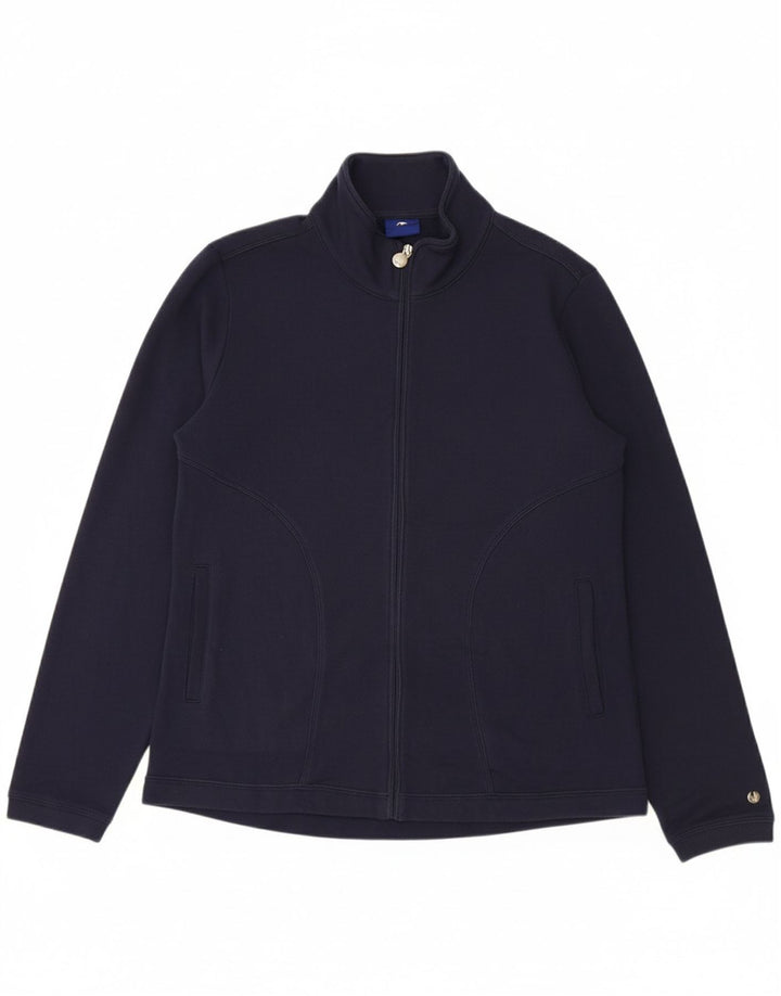 CHAMPION Womens Tracksuit Top Jacket UK 16 Large Navy Blue Cotton