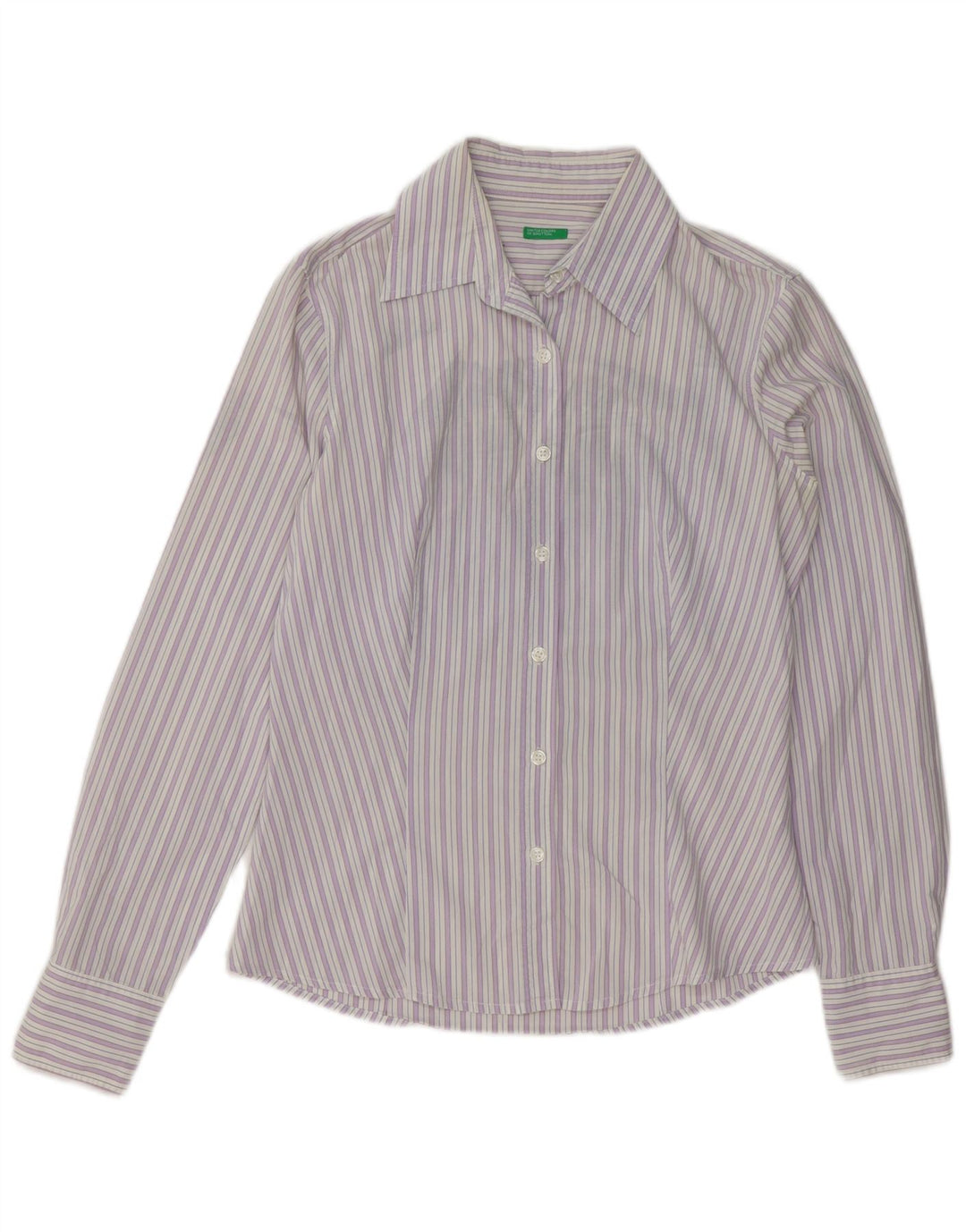 Cămașă Benetton pentru femei UK 14, bumbac cu dungi violet mediu