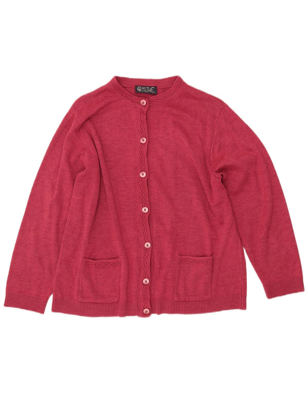 CASTLE OF IRELAND Pulover cardigan pentru femei UK 16 Lână mare roz