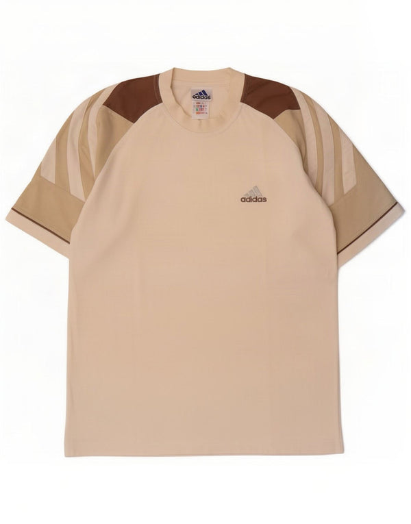 Tricou pentru bărbați Adidas Top UK 40/42 Medium Beige Colorblock Bumbac