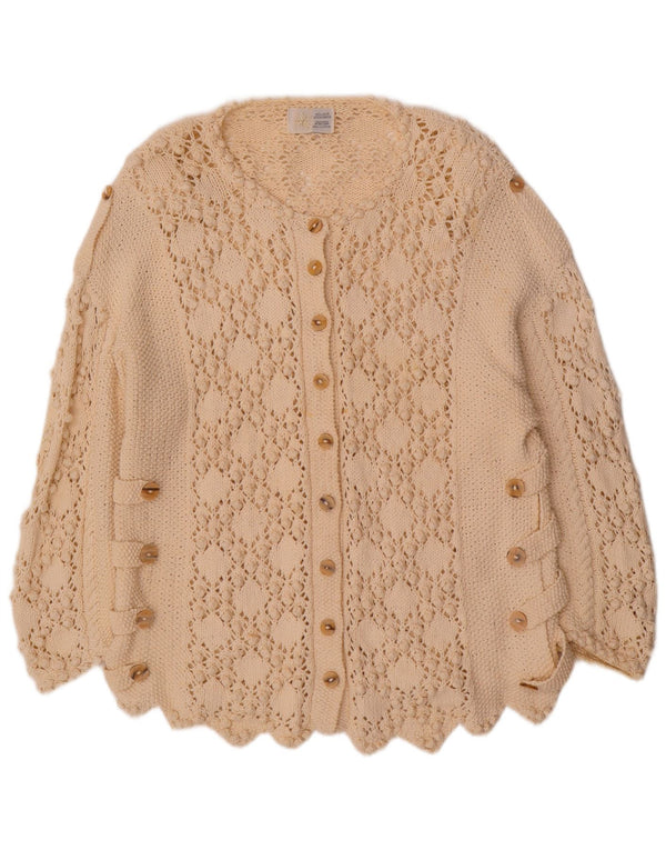 Pulover cardigan pentru femei Golden Spiderweb UK 18 XL bumbac alb