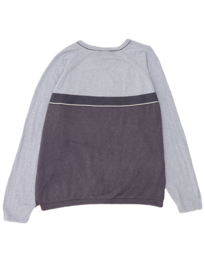 Pulover pentru bărbați Gap cu decolteu în V, bumbac colorblock albastru mediu