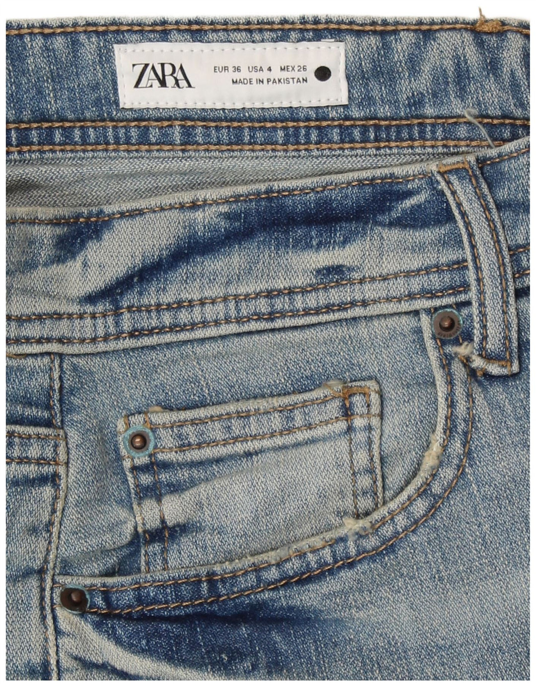 Blugi tăiați pentru femei Zara EU 36 XS W26 L24 Albastru