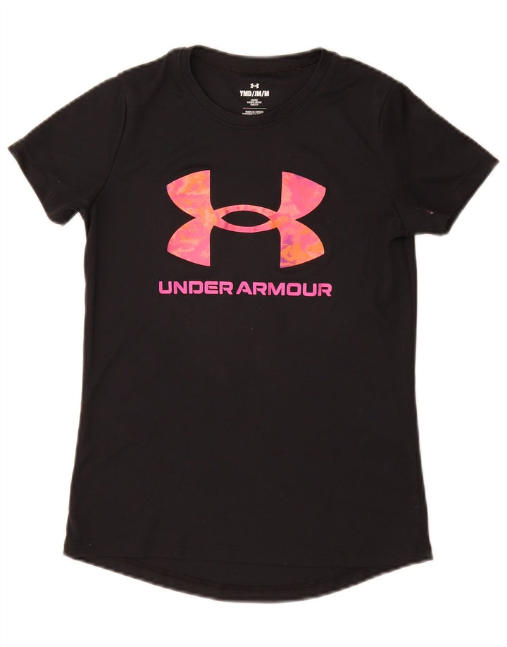 Tricou grafic Under Armour pentru fete Top 9-10 ani Poliester negru mediu