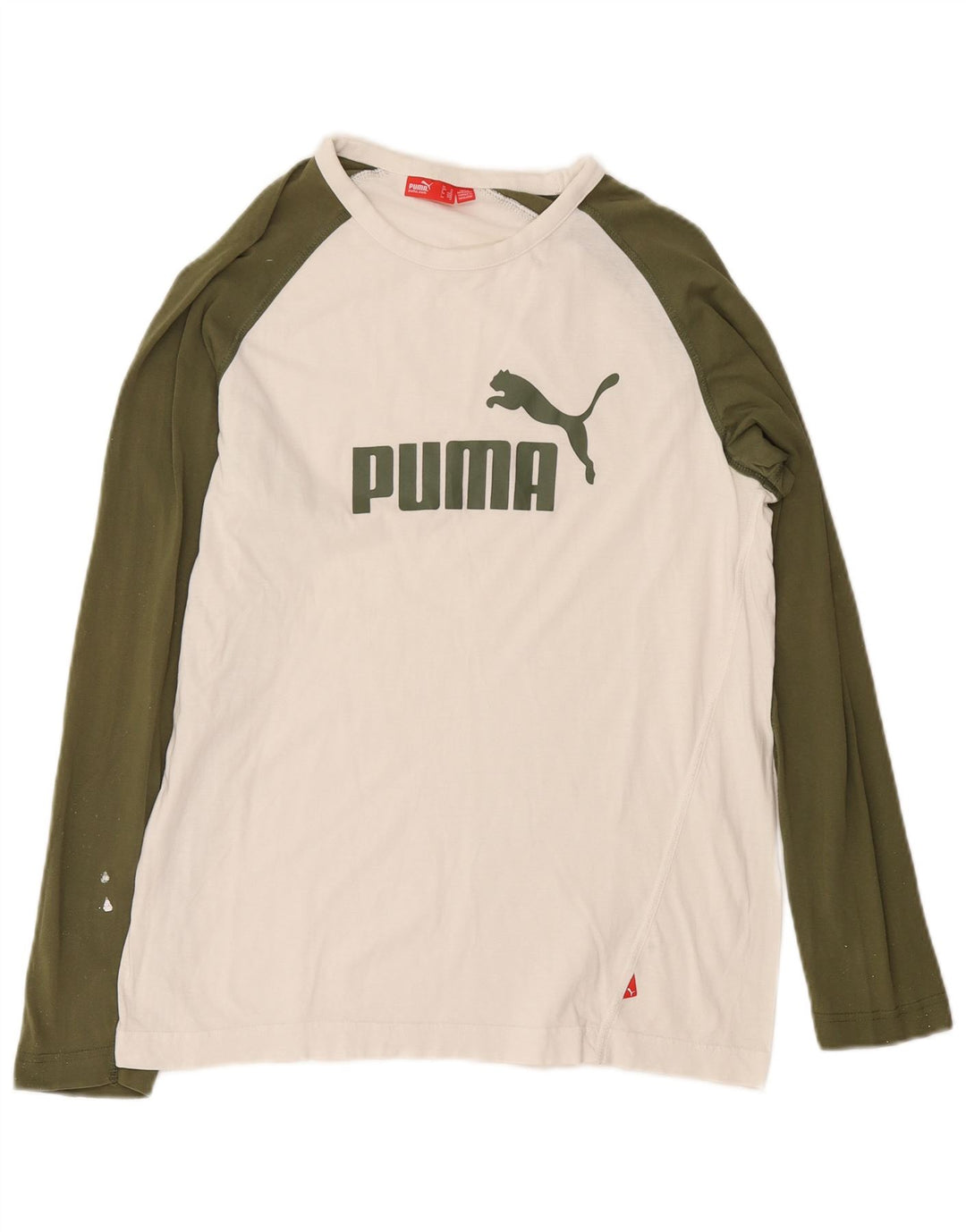 Tricou grafic Puma pentru bărbați, cu mânecă lungă, alb mediu, bloc de culoare